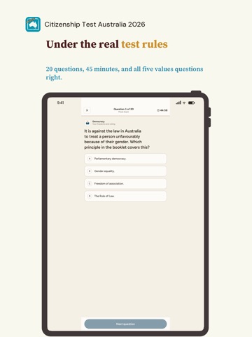 Citizenship Test Australia RML iPad screenshot