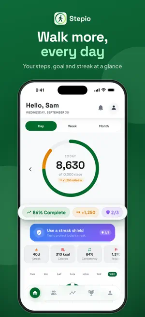 Stepio Pedometer Step Counter screenshot 1