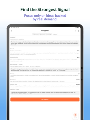 CustDev AI — Validate Products iPad screenshot