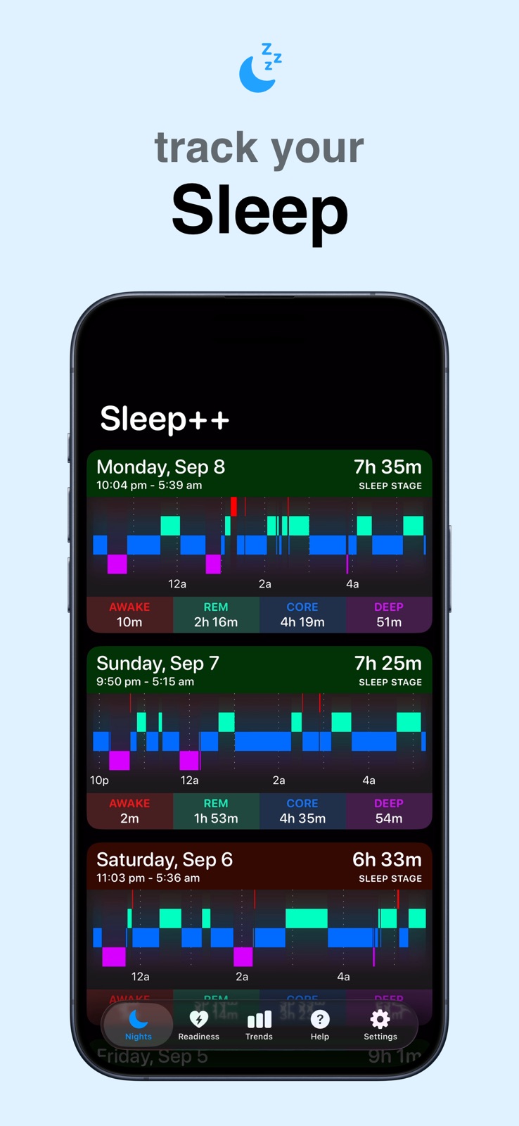 Sleep++ iphone screenshot 1