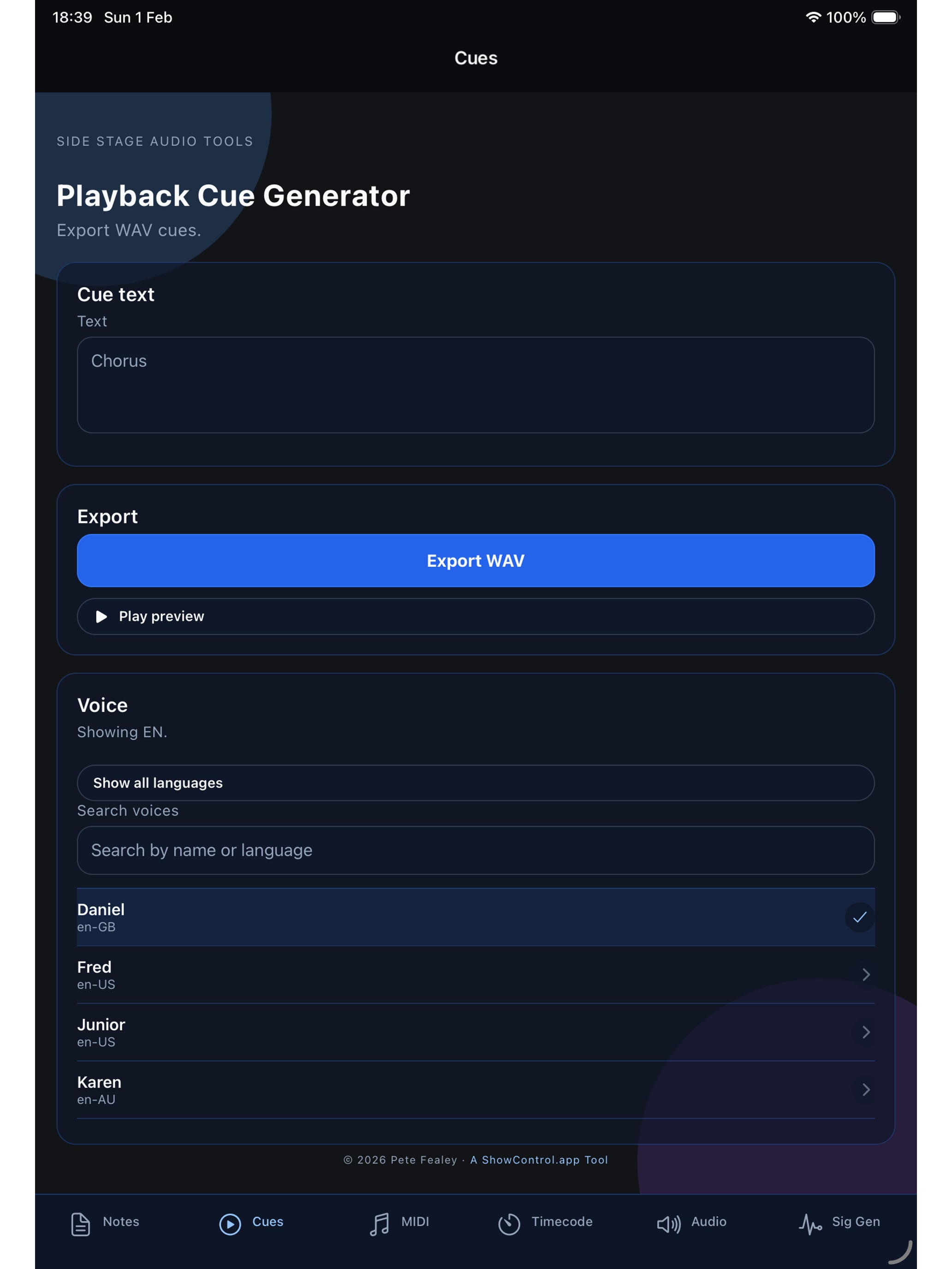 Side Stage Audio Tools