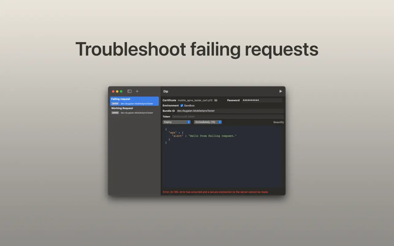 #3. Dip - Push testing tool (macOS) بواسطة: Roman Bugaian