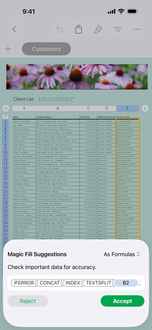 Numbers: Erstelle Tabellen Screenshot