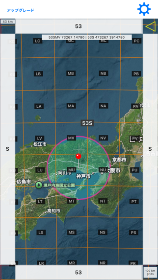 地図上の半径:円を描くための簡単なツール のスクリーンショット