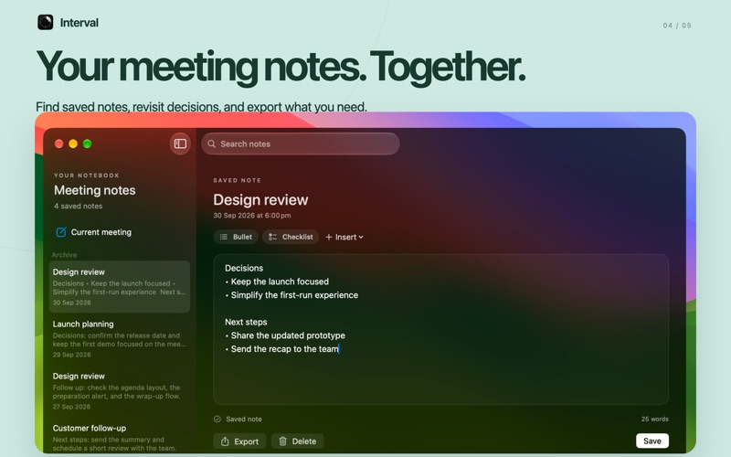 Screenshot 4 di Interval: Meetings & Notes