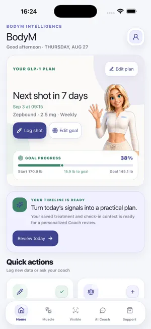 BodyM: GLP-1 Tracker & Coach screenshot 1