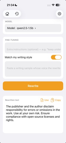 AI Rewrite: On-Device screenshot