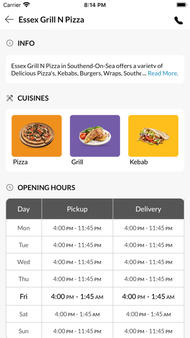 Essex Grill N Pizza. Screenshot