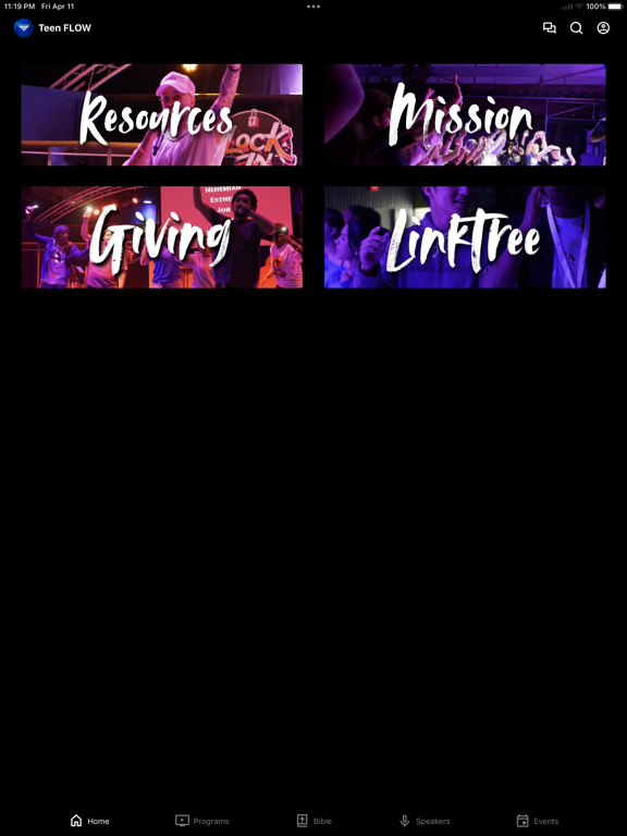 Teen F.L.O.W. Youth Ministries iPad screenshot 1 - Education app