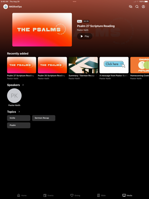 Mount Olive Tampa iPad screenshot