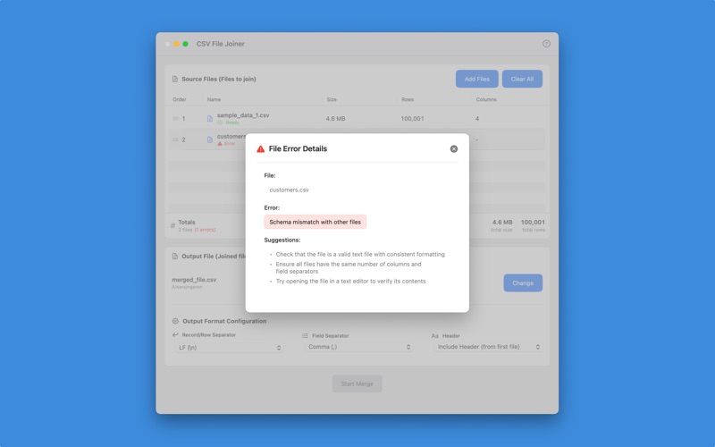 CSV File Joiner screenshot