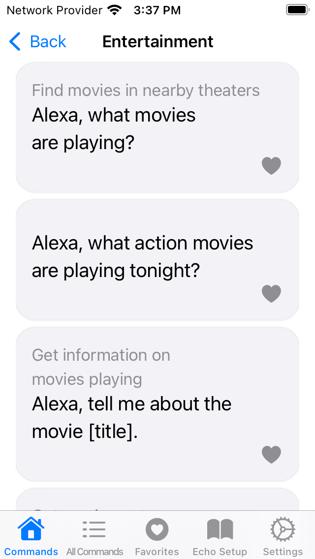 Voice commands for Alexa