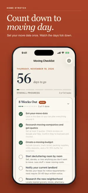Home Stretch: Moving Checklist screenshot 1