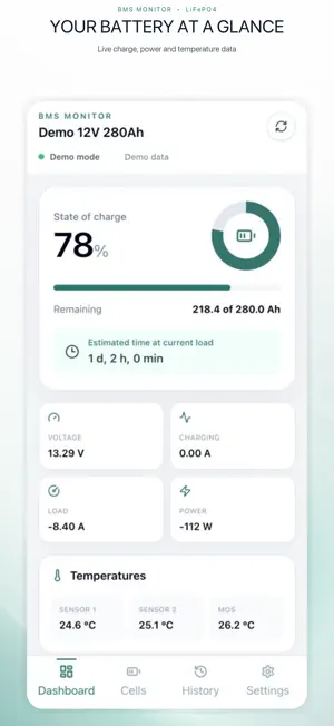 BMS Monitor: LiFePO4 screenshot 1