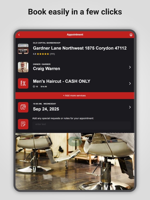 Old Capital Barbershop iPad screenshot 3 - Business app
