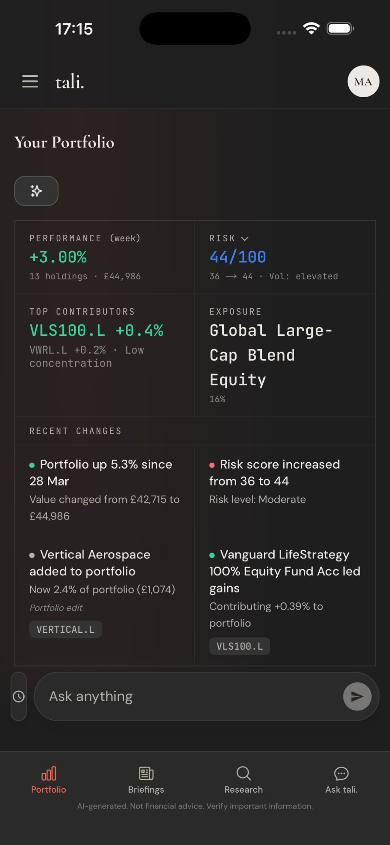 Tali: Portfolio Intelligence