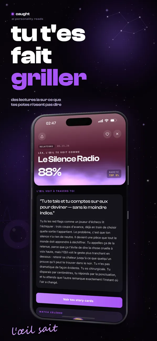 Screenshot #2 pour Caught: IA Personnalité Reads