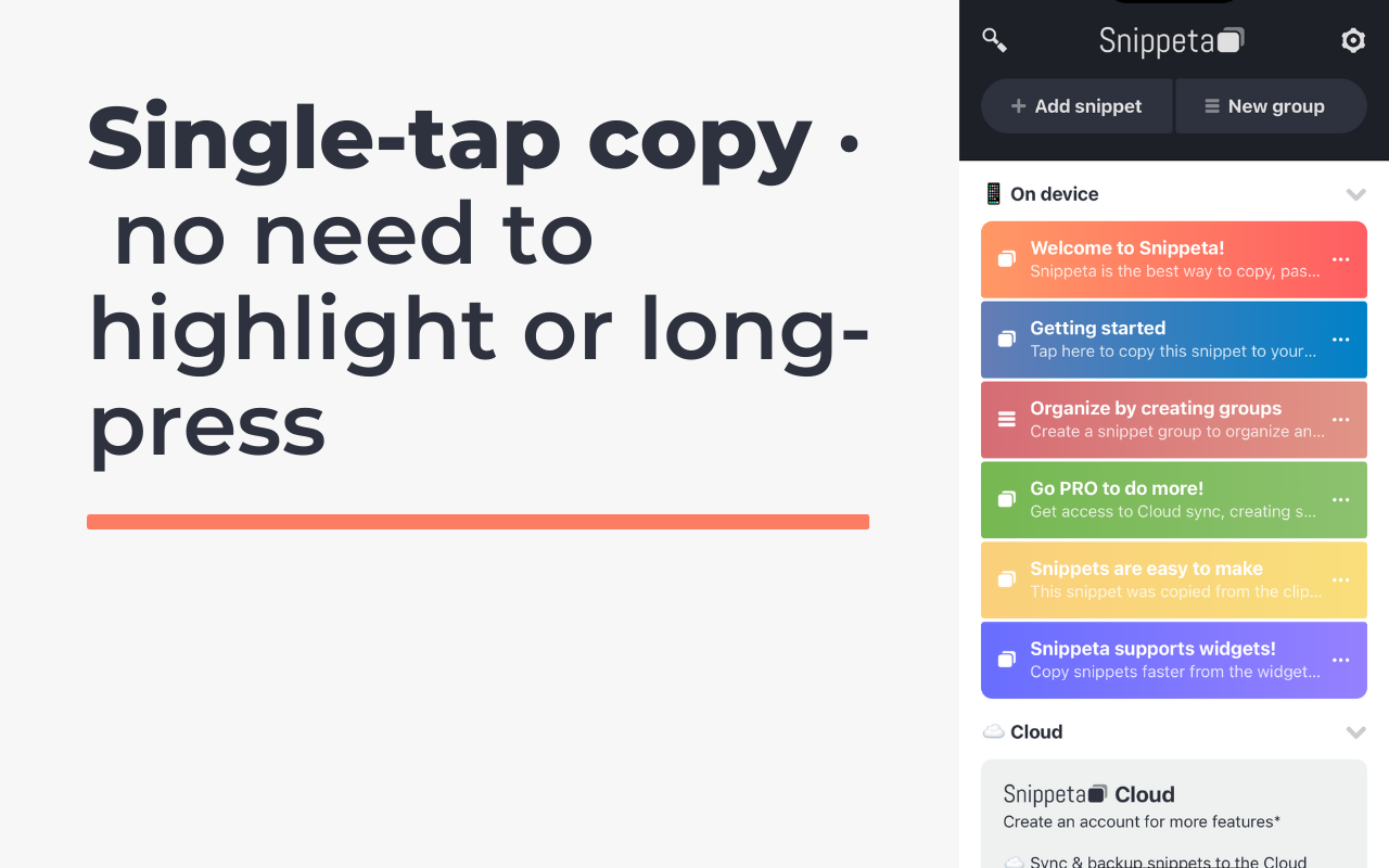 Snippeta - copy, manage, paste