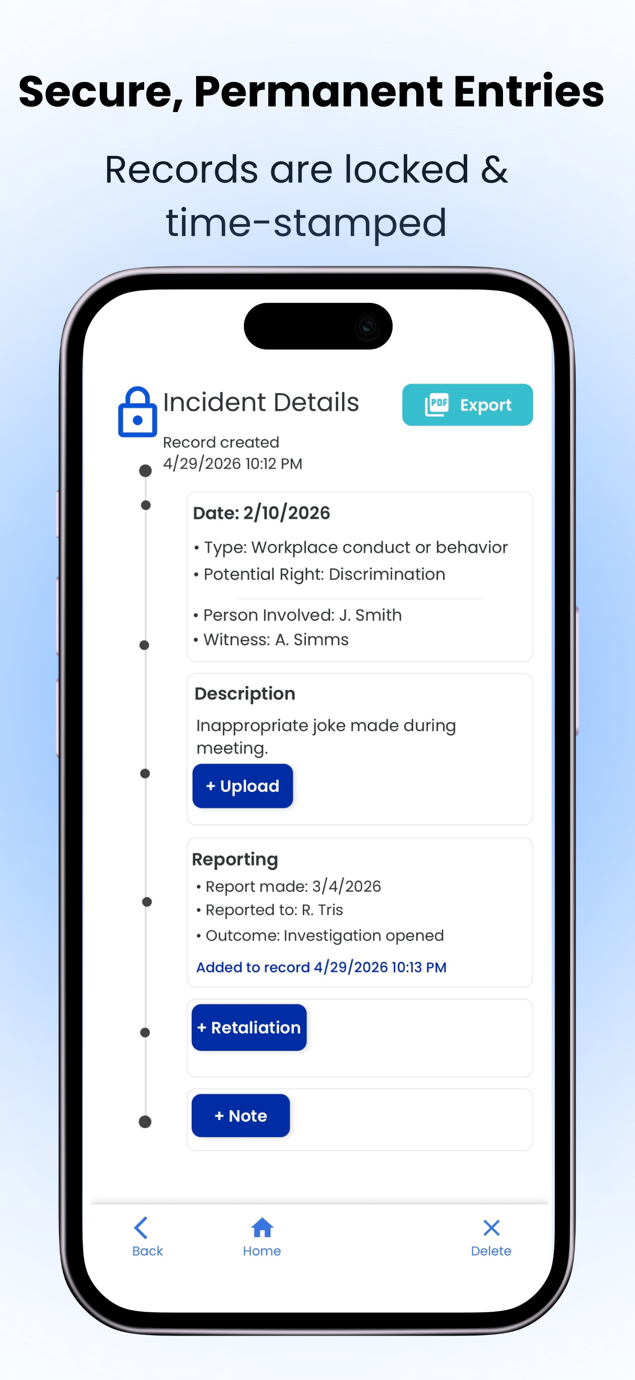 Traily - Work Incident Log