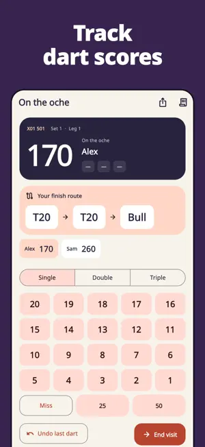 Darts Scorekeeper, Scoreboard screenshot 1
