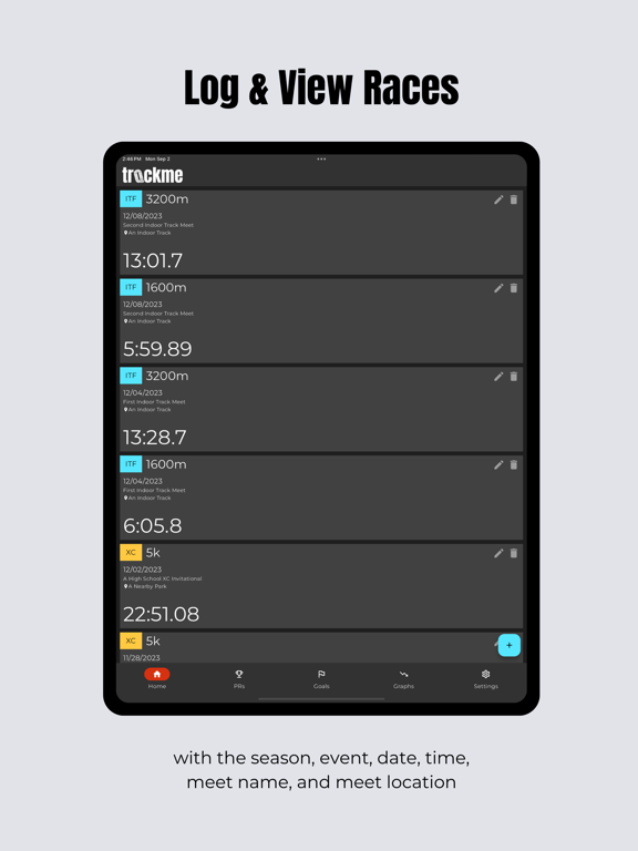 TrackMe - Race Log iPad screenshot 2 - Sports app