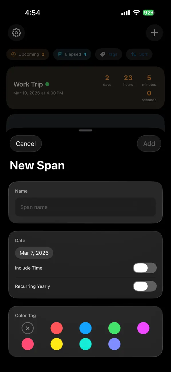 #2. Span: Countdown & Time Tracker (iOS) 게시자: Shamir Wehbe