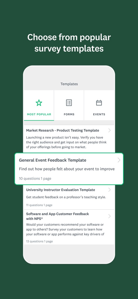 SurveyMonkey - Browse through an extensive collection of expert templates, including options for "Market Research" and "General Event Feedback".