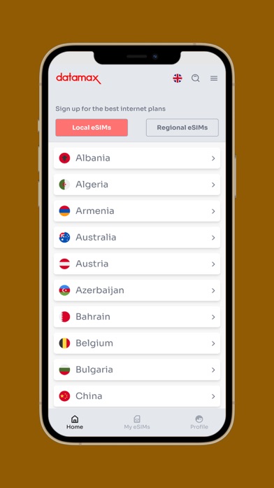 DataMax eSIM Travel & INternet Screenshot