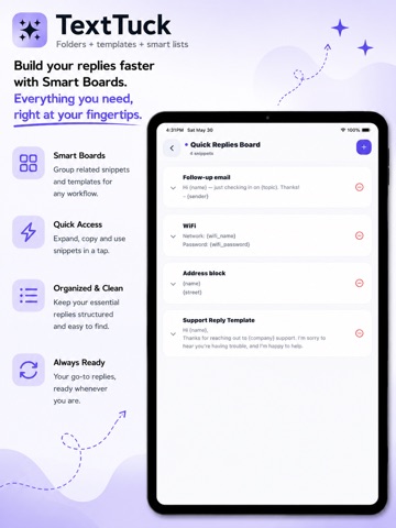 TextTuck: Snippets & Templates iPad screenshot