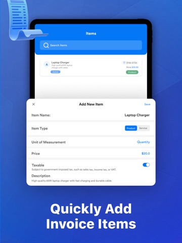 Simple Invoice: Bill & Receipt iPad screenshot