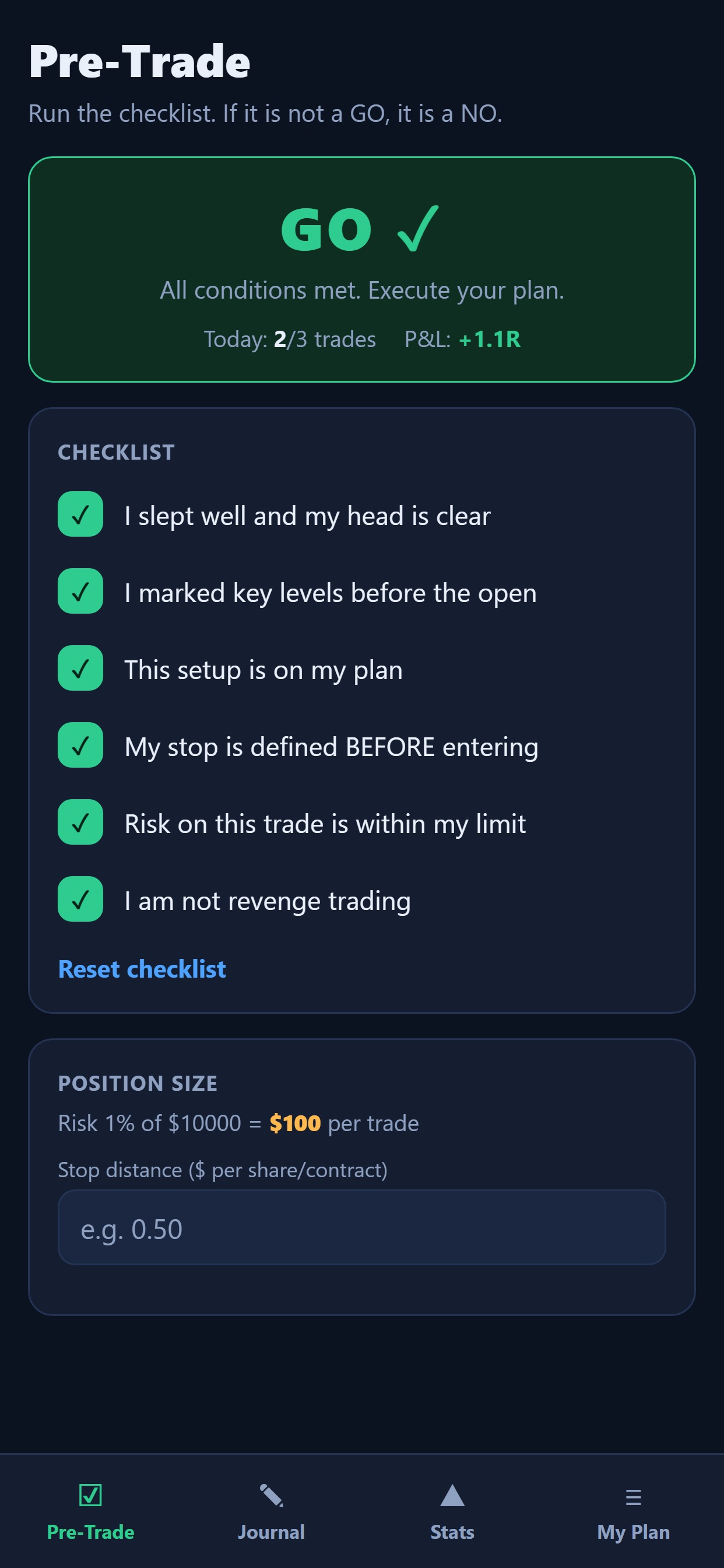 Screenshot 1 of Trading Plan App