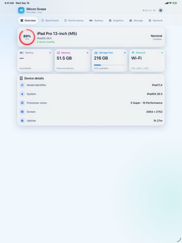 Silicon Scope: CPU & Benchmark iPad screenshot