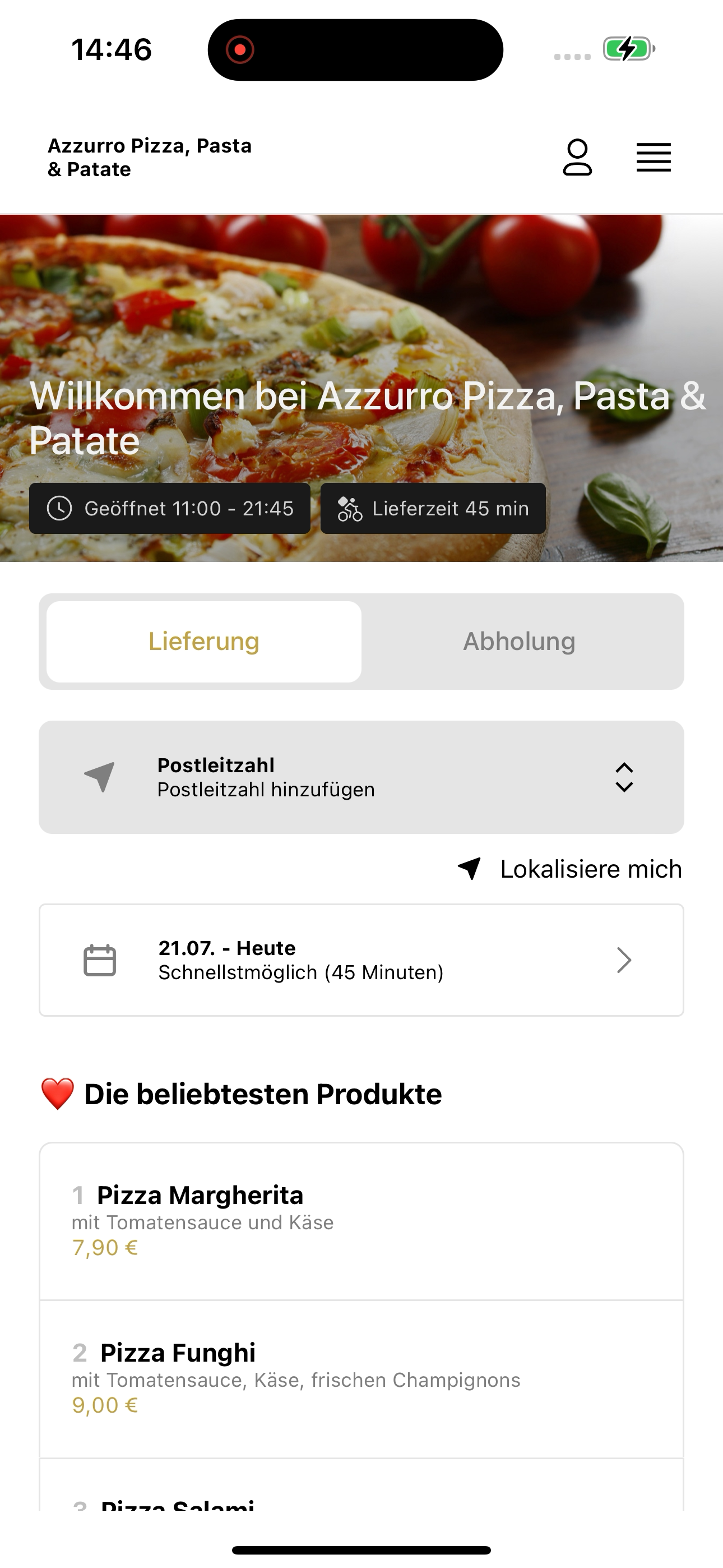 Azzurro Pizza, Pasta & Patate screenshot 6