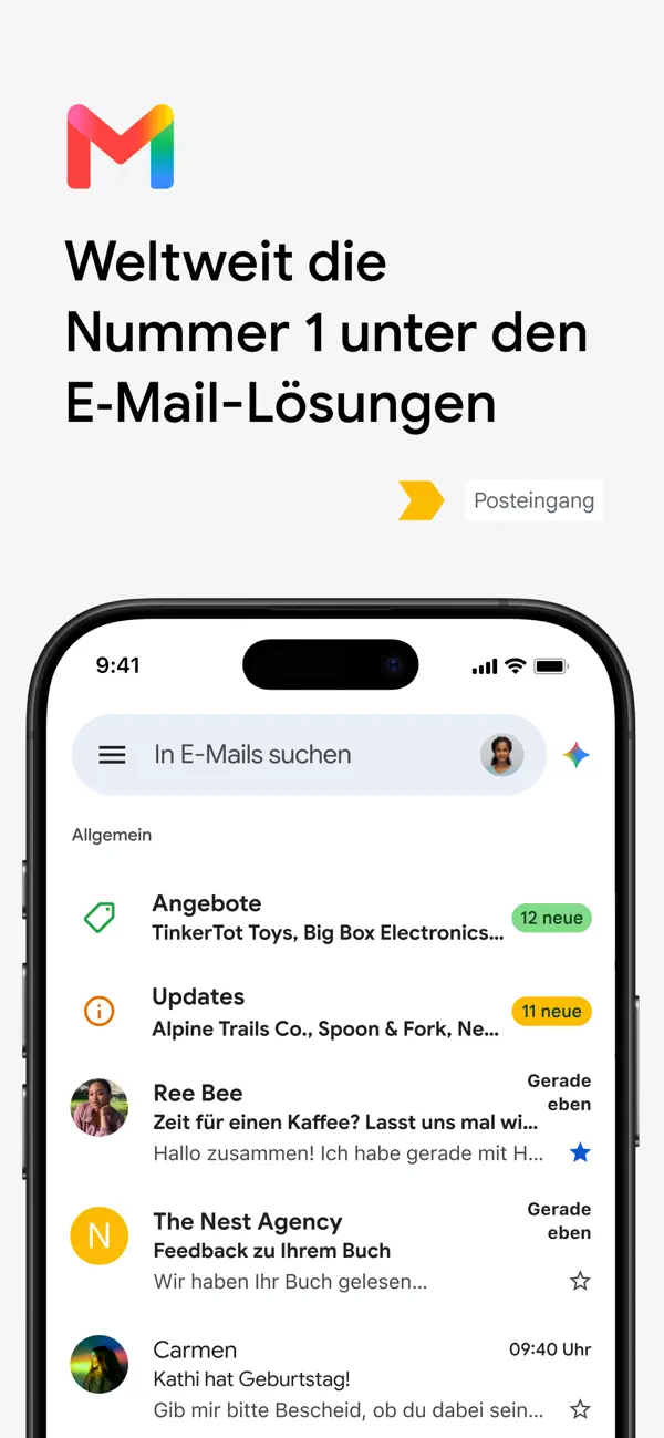Gmail iPhone App Screenshot 1 – Produktivität