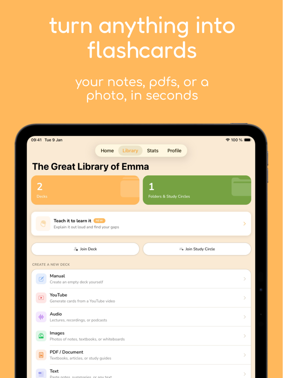 Ankra: AI Notes & Flashcards iPad screenshot 1