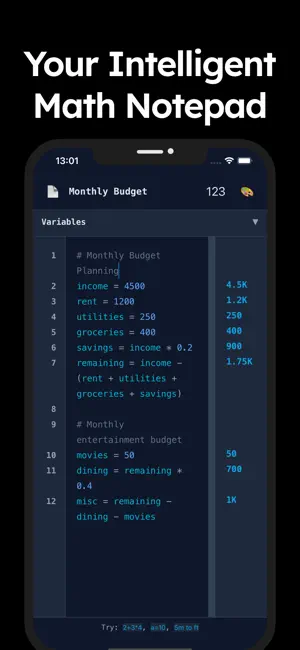 NoteCalc: a Notepad Calculator screenshot 2