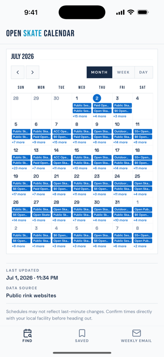 Open Skate Calendar Screenshot 2 of 5