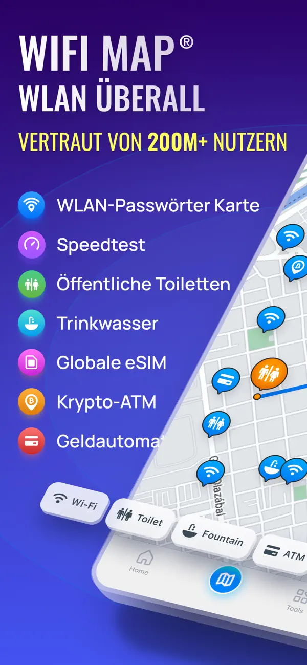 WiFi Map: WLAN + eSIM iPhone App Screenshot 1 – Reisen