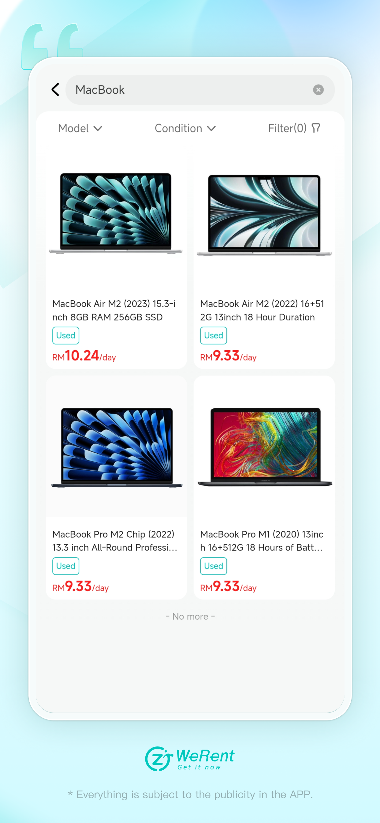 WeRent，Renting Everything
