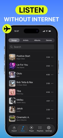 Anywhere - Music Player iPhone screenshot
