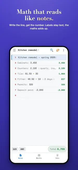 Easy Note Calc screenshot 1