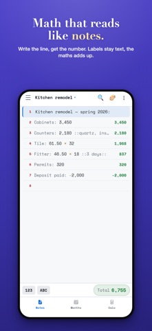Easy Note Calc iPhone screenshot