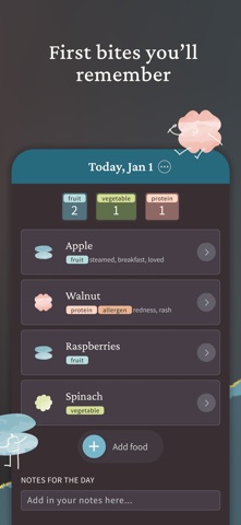 First Bites: Baby food tracker screenshot