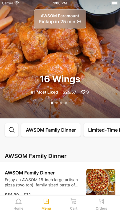 AWSOM Wings Pizza & Burgers iPhone screenshot 2 - Food & Drink app