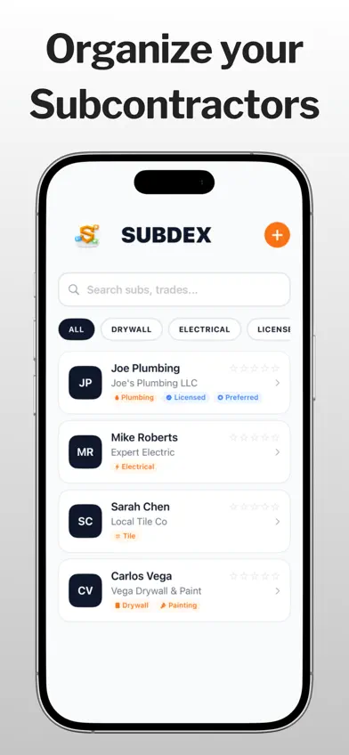 SubDex - Construction Contacts screenshot 1