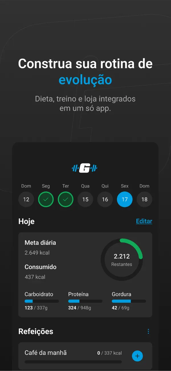 Screenshot #1 pour Growth - Dieta e Treino