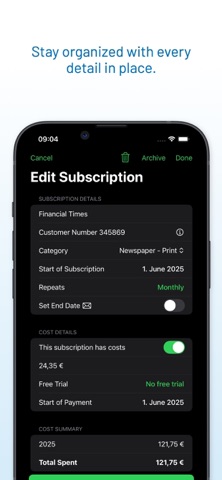 Subscription Organizer Screenshot 6 of 9