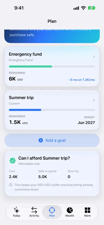 Wysh: Safe to Spend screenshot 4