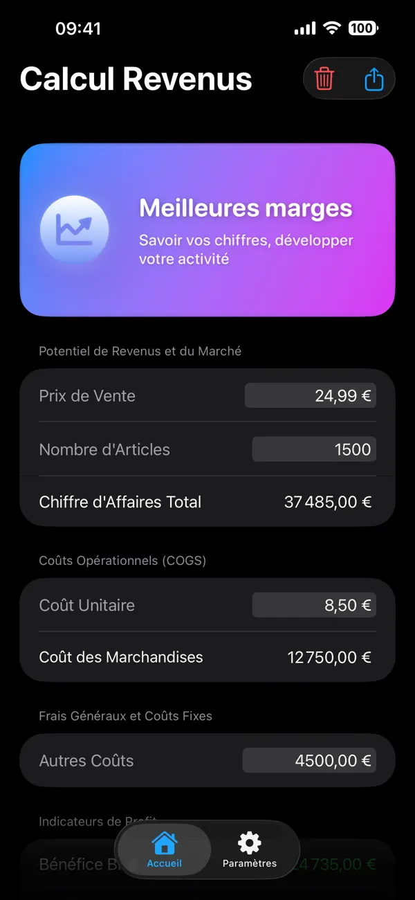 Screenshot #1 pour Calcul des revenus