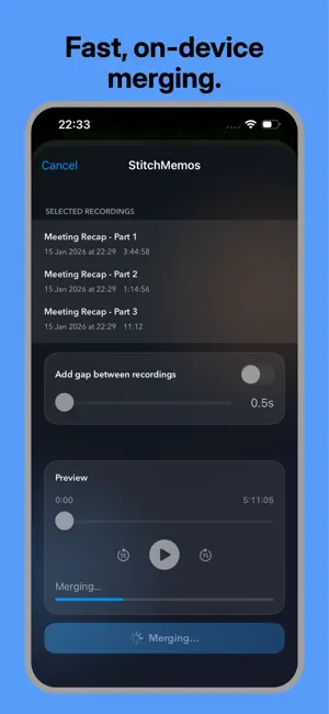 Merge Voice Memos: StitchMemos screenshot 4
